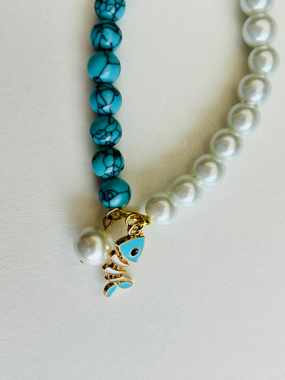 The Marina Bracelet | Turquoise & Pearl Beaded Stretch Bracelet