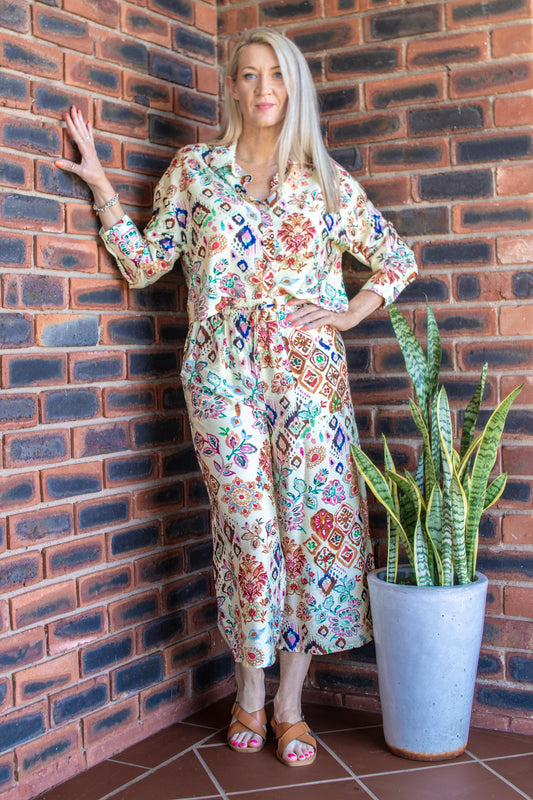 BUTTON UP BLOUSE - BOHO FLORAL