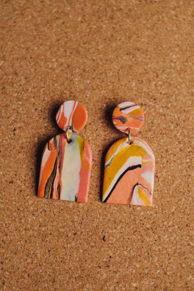 Orange Marble Earrings