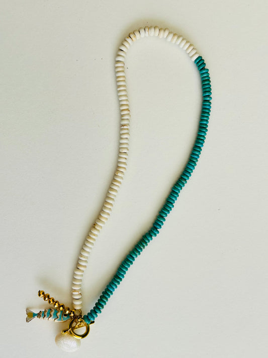 The Capri Necklace | Handmade Turquoise & Ivory Beaded Necklace