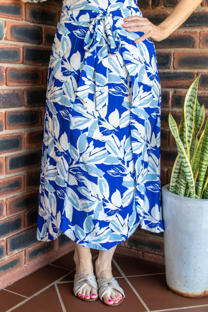 SKIRT - BLUE AND WHITE FLORAL