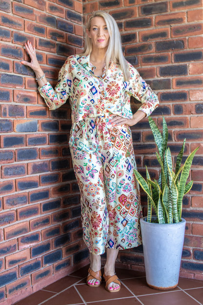 BUTTON UP BLOUSE - BOHO FLORAL