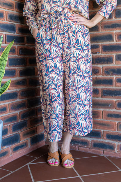 PANTS - NAVY & RED BOTANICAL