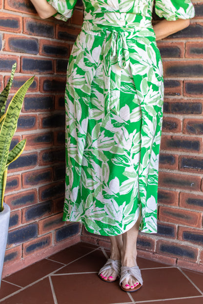 SKIRT - GREEN AND WHITE FLORAL