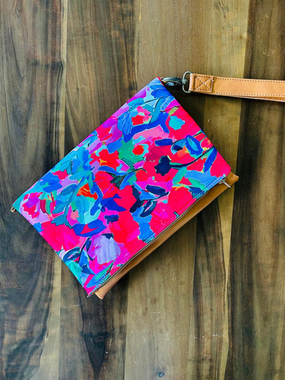 Cross-body foldover clutch