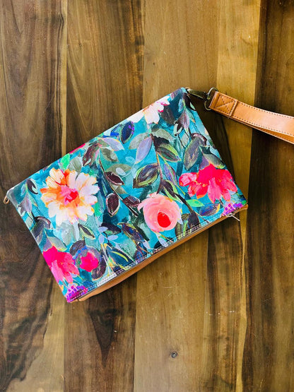 Cross-body foldover clutch