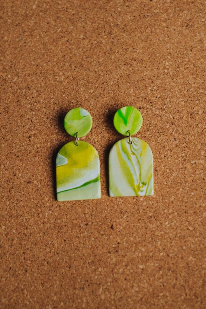 Green Marble Earrings