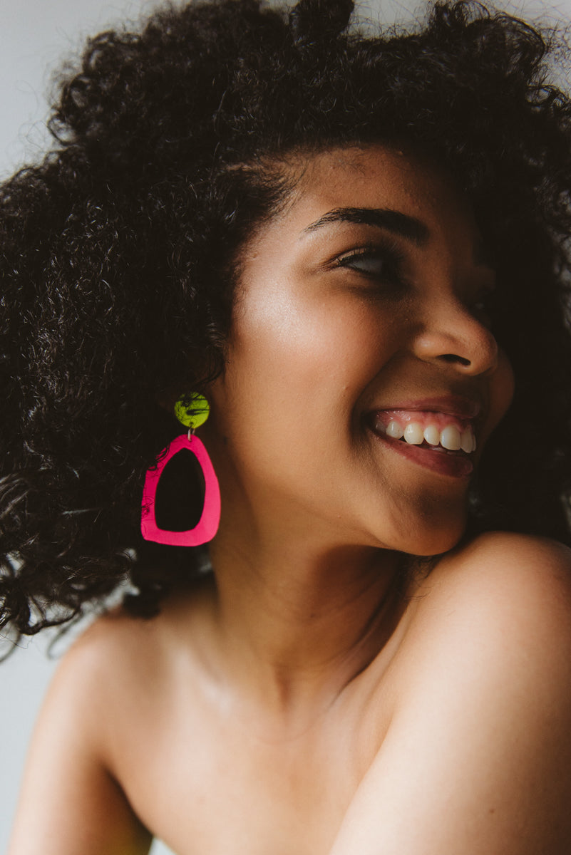 Neon Pink Abstract Hoops